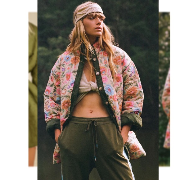 Spell Jackets & Blazers - SPELL Valley Quilted Reversible Jacket floral & Green NWT button front closure